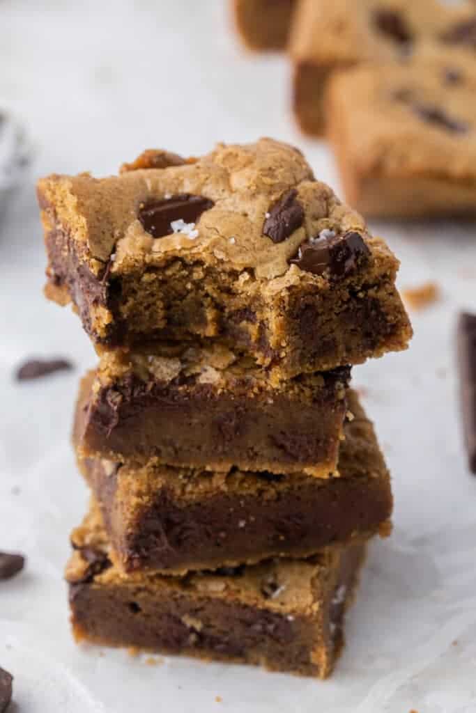 Stack of brown butter blondies