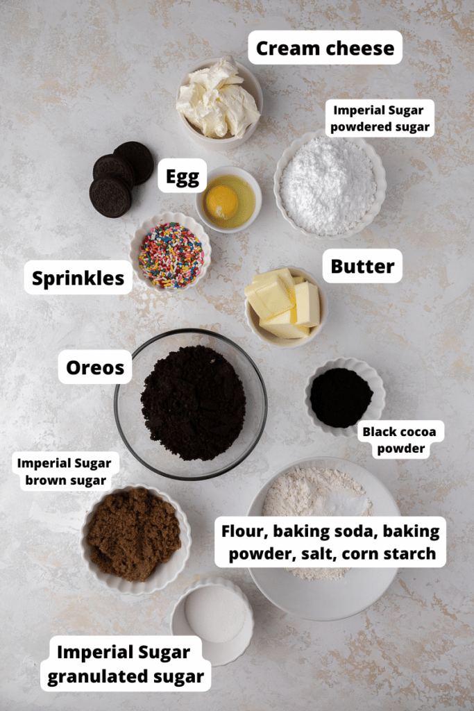 Ingredients for birthday cake oreo cookies