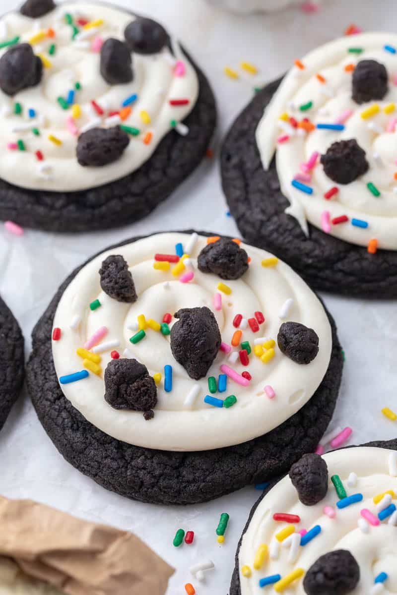 The best Crumbl Oreo Birthday Cake Cookies - Lifestyle of a Foodie