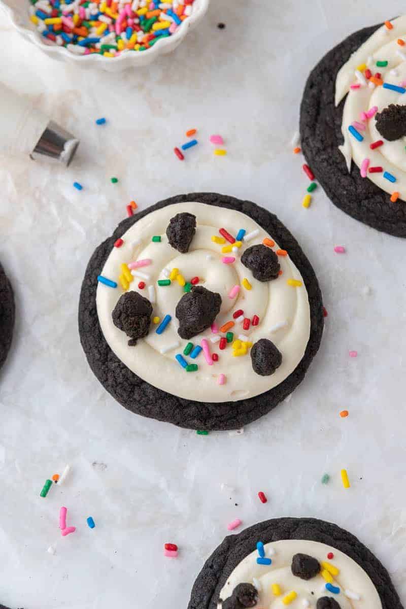 The best Crumbl Oreo Birthday Cake Cookies - Lifestyle of a Foodie