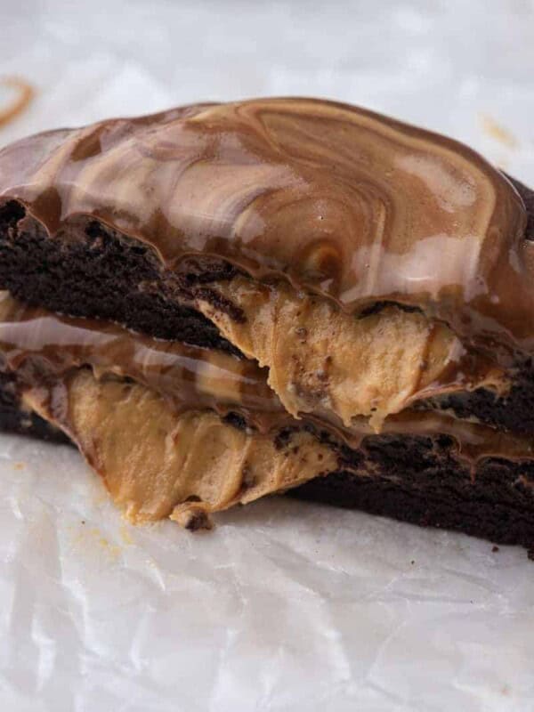 Close up of peanut butter filled cookies