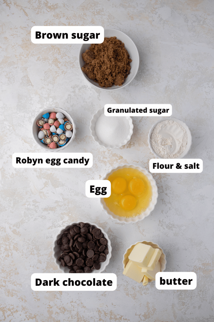 Ingredients for mini egg brownies
