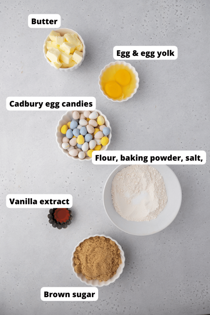 Ingredients for easter mini egg blondies