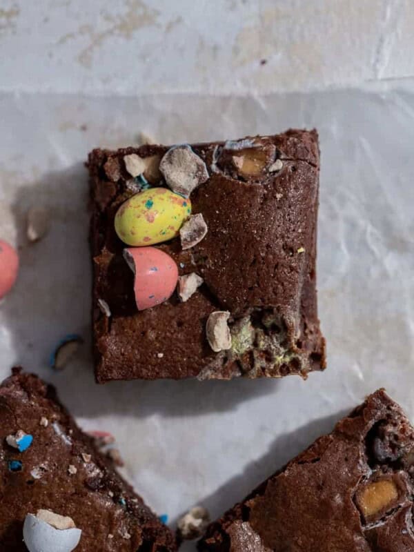 Fudgy Easter mini egg brownies with Robin Eggs
