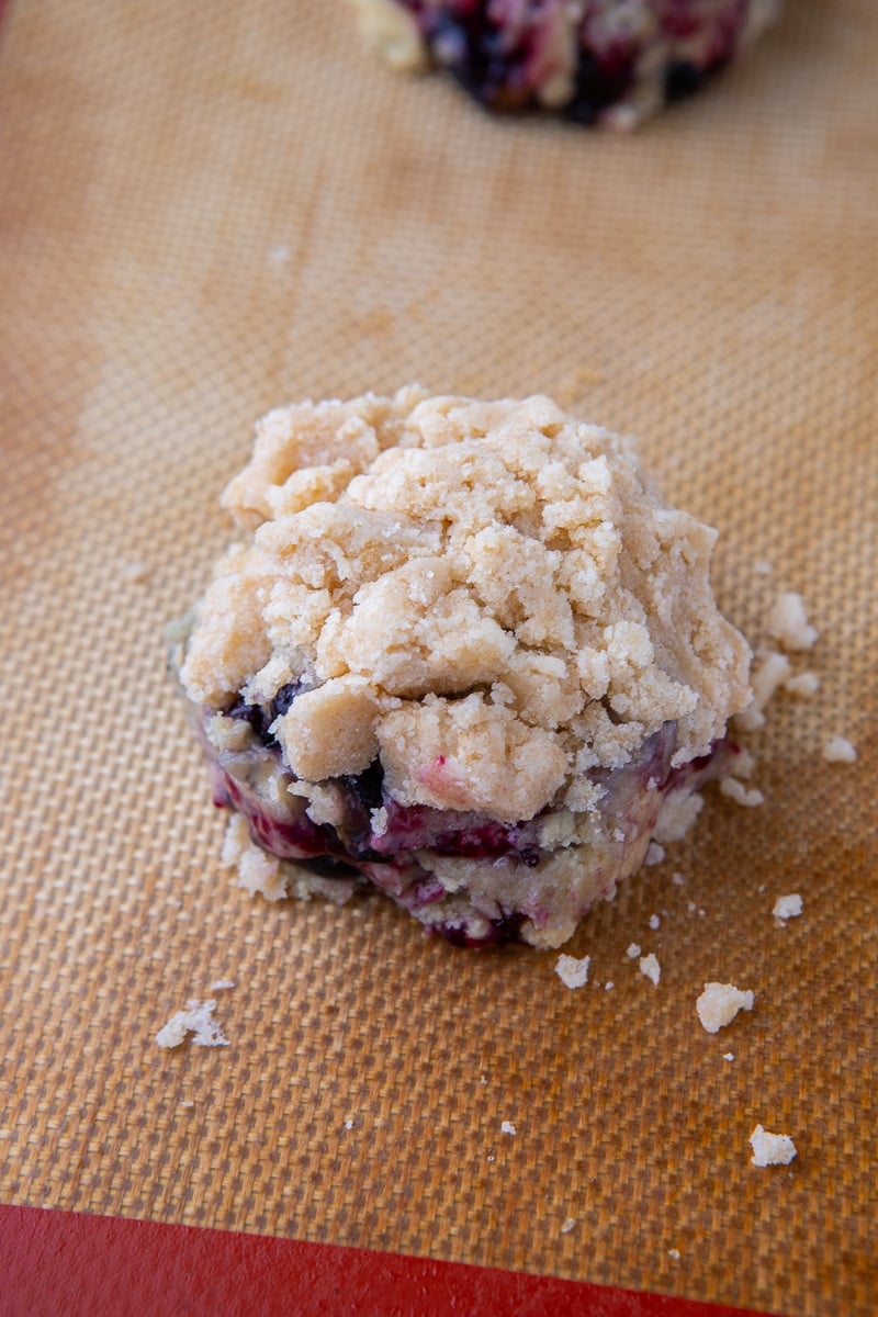 blueberry muffin cookie dough with streusel