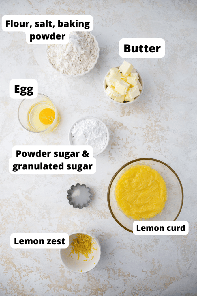 Ingredients for lemon bar cookies