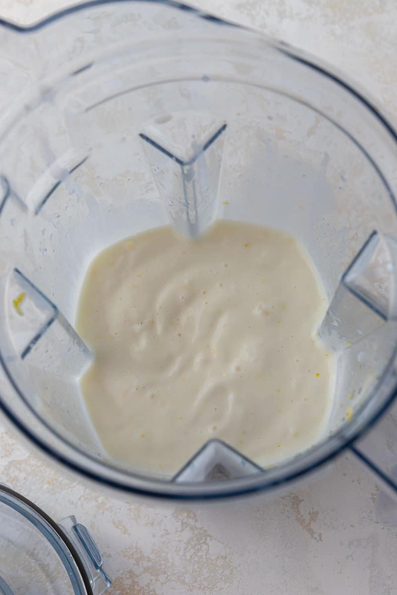 Ice cream and lemon juice in a blender