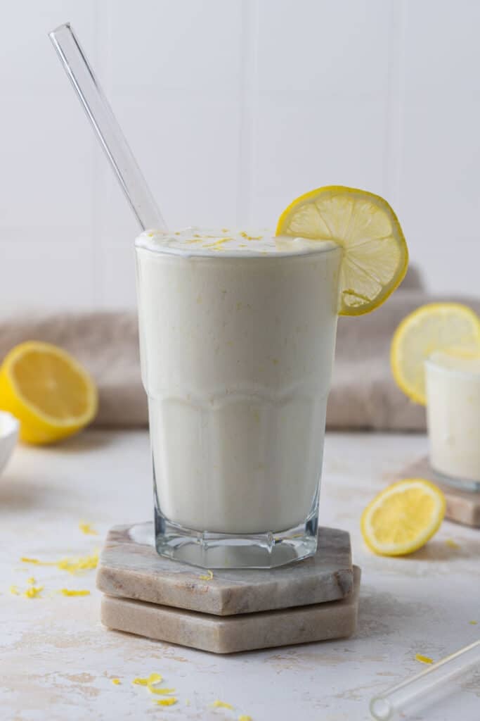 Lemonade milkshake in a glass