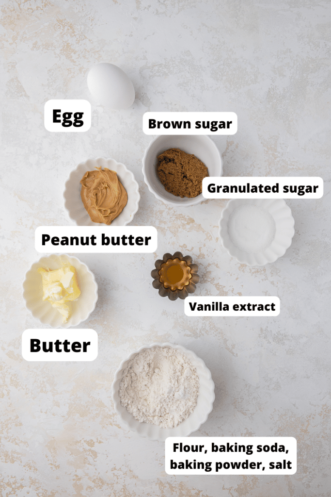 Ingredients for peanut butter cookie for one