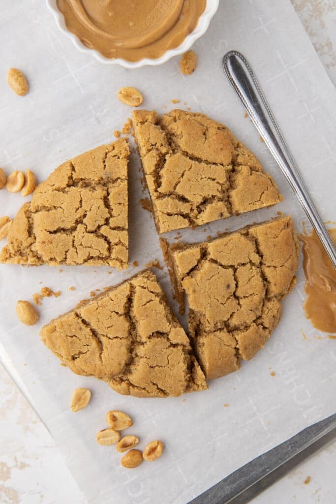 peanut butter cookie for one cut in four