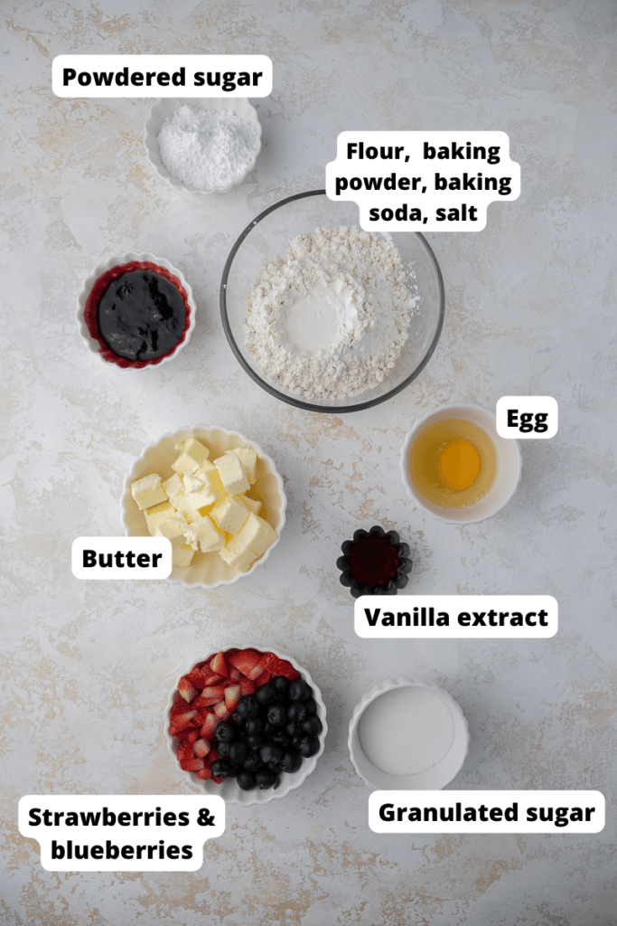 Berries and cream cookie ingredients