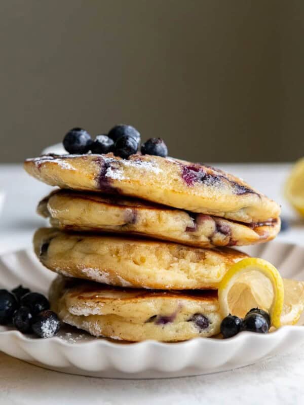 lemon ricotta pancakes stack