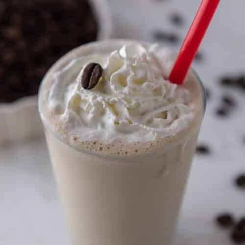 Frosted coffee with whipped cream on top
