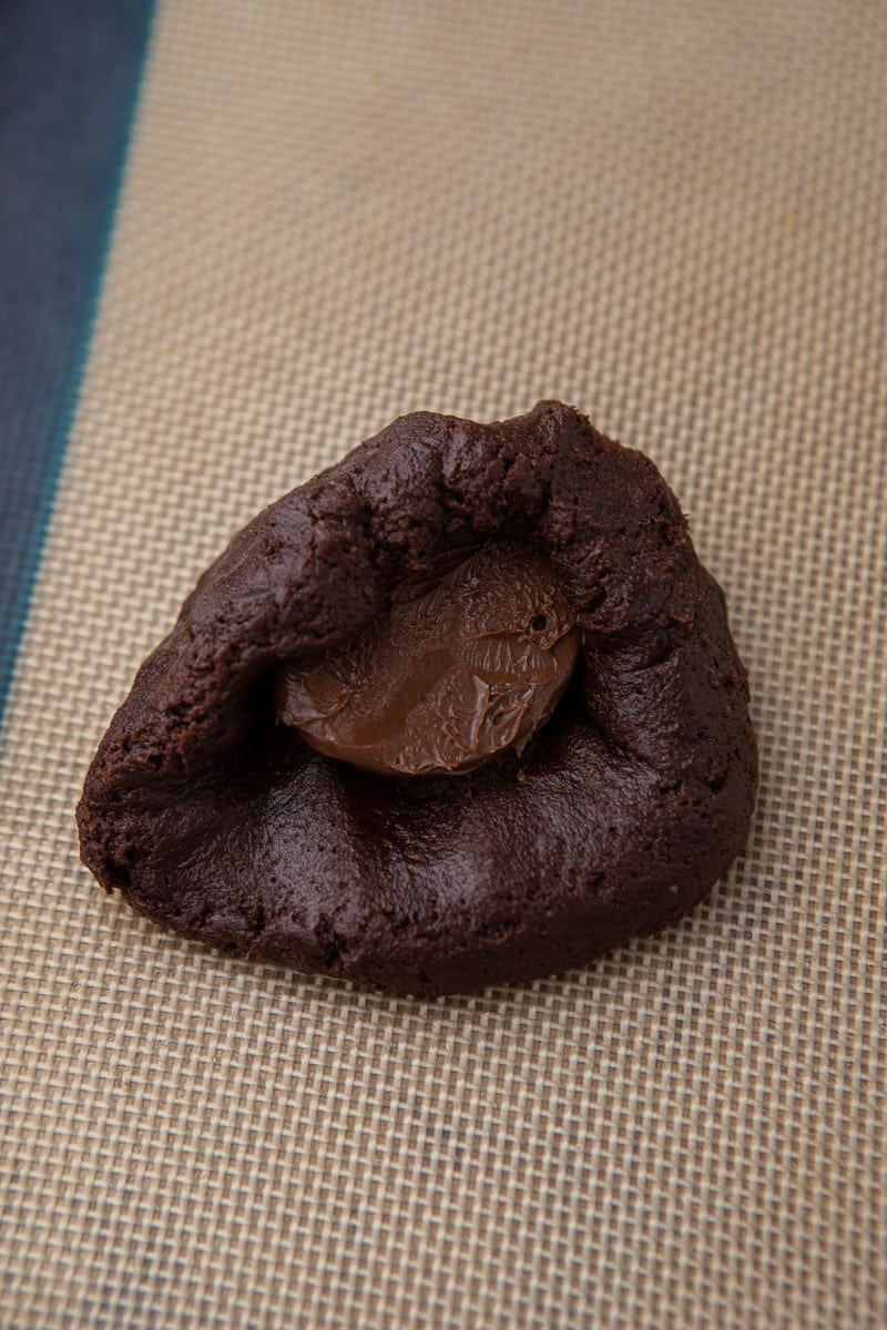 Frozen nutella in chocolate cookie dough