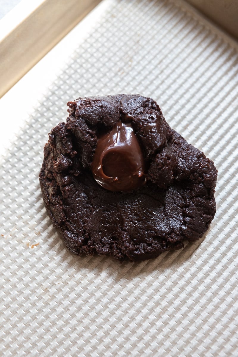 chocolate cookie dough with fudge sauce