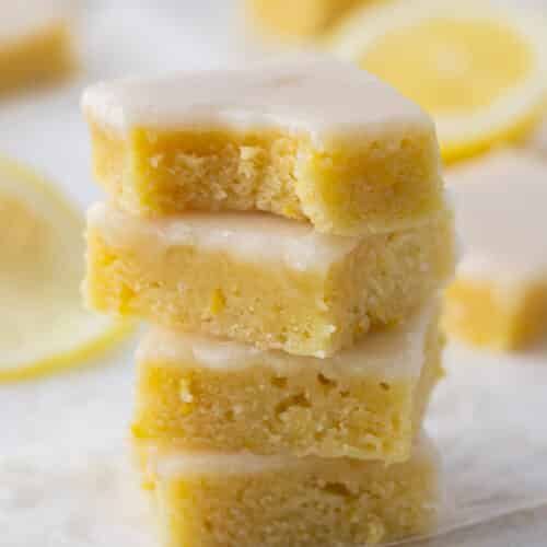 Lemon brownies stacked