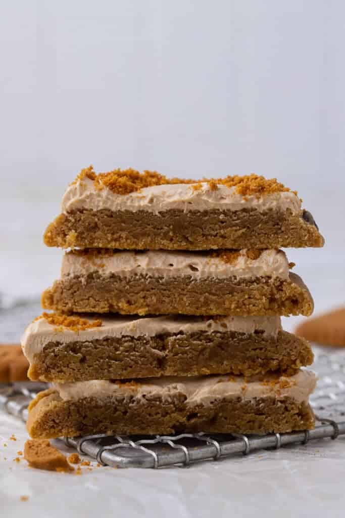 Stack of Crumbl cookie butter ice cream cookies