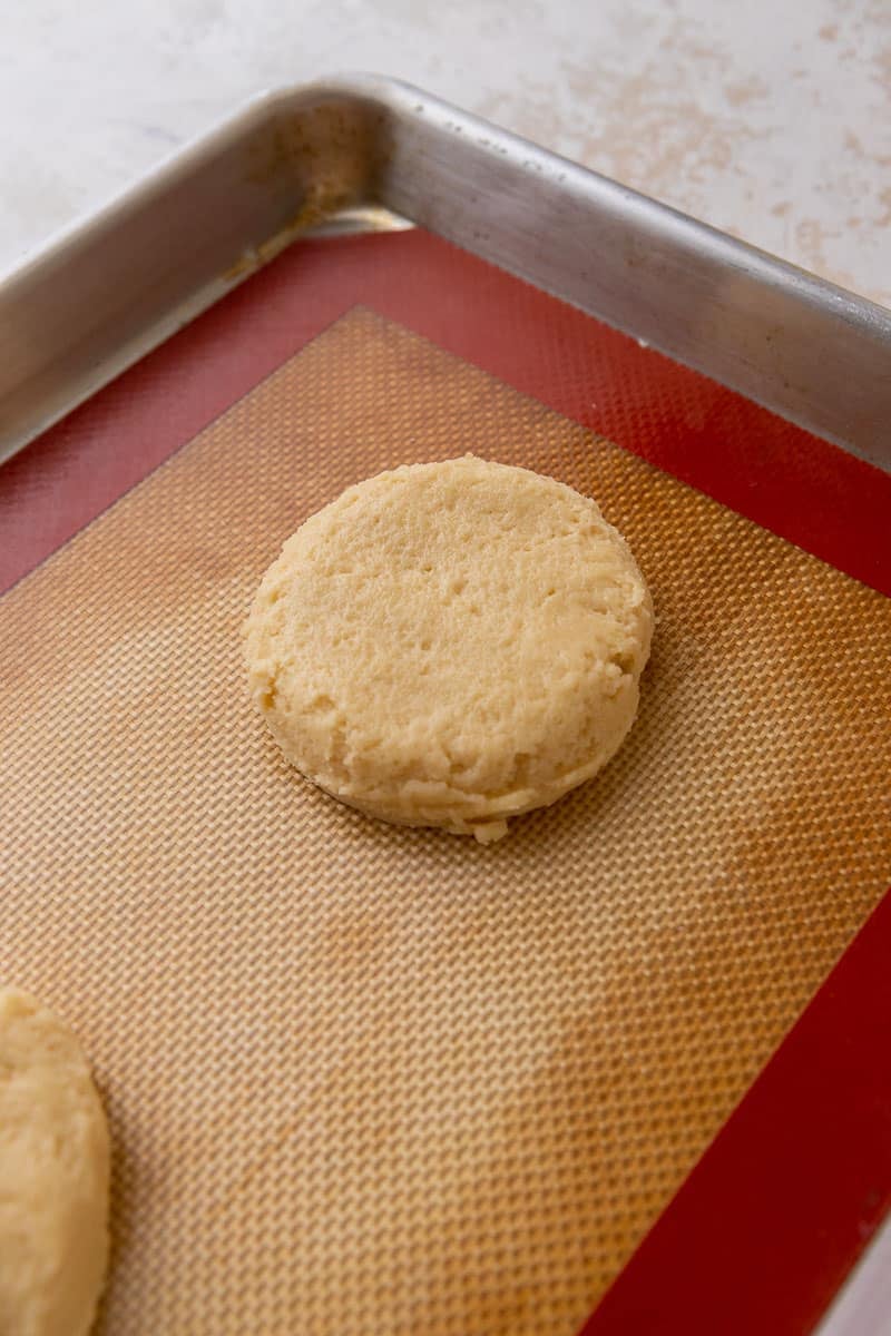 Sugar cookie dough on baking sheet
