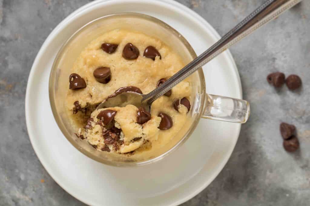 Chocolate chip cookie in the microwave for one