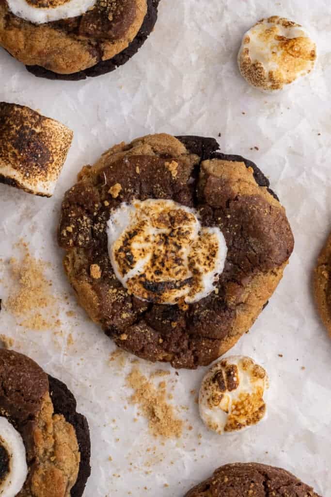 Mini Crumbl S'mores brownie cookies