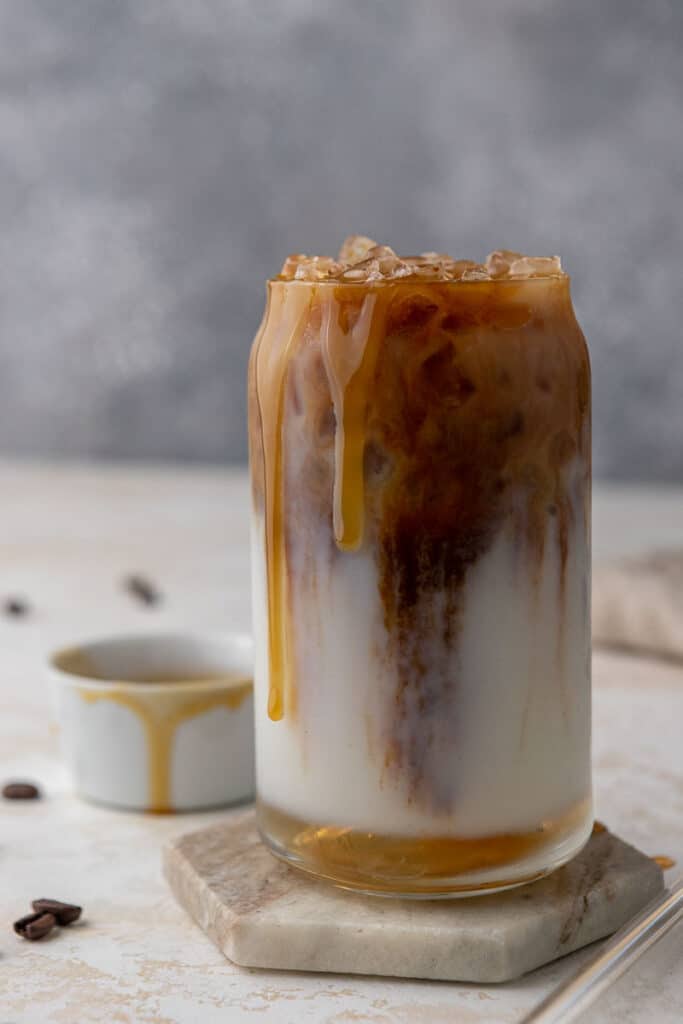 Layers of caramel macchiato