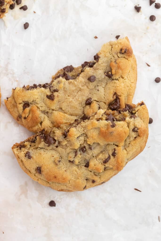 Overhead chocolate chip cookie