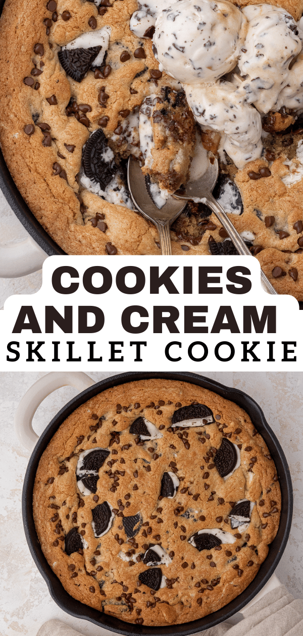 Cookies and cream skillet cookie