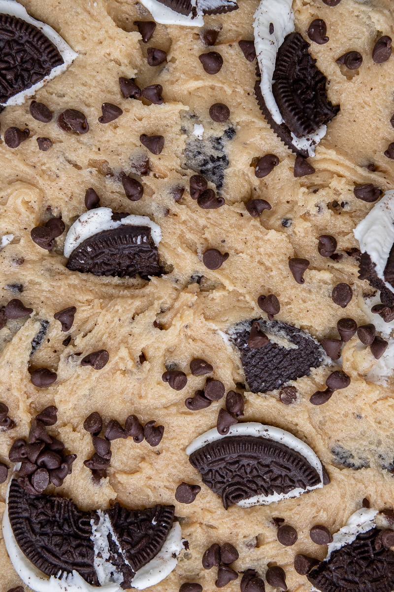 Close up of Cookie dough in skillet