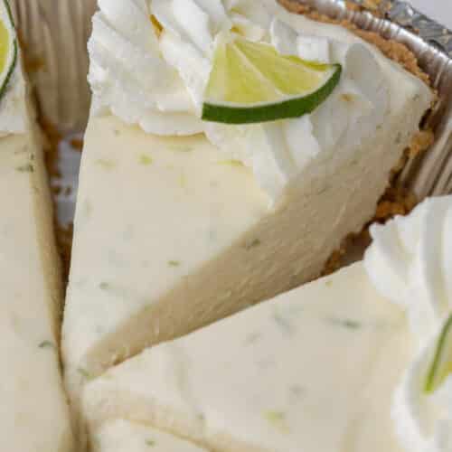 Close up of key lime pie slice