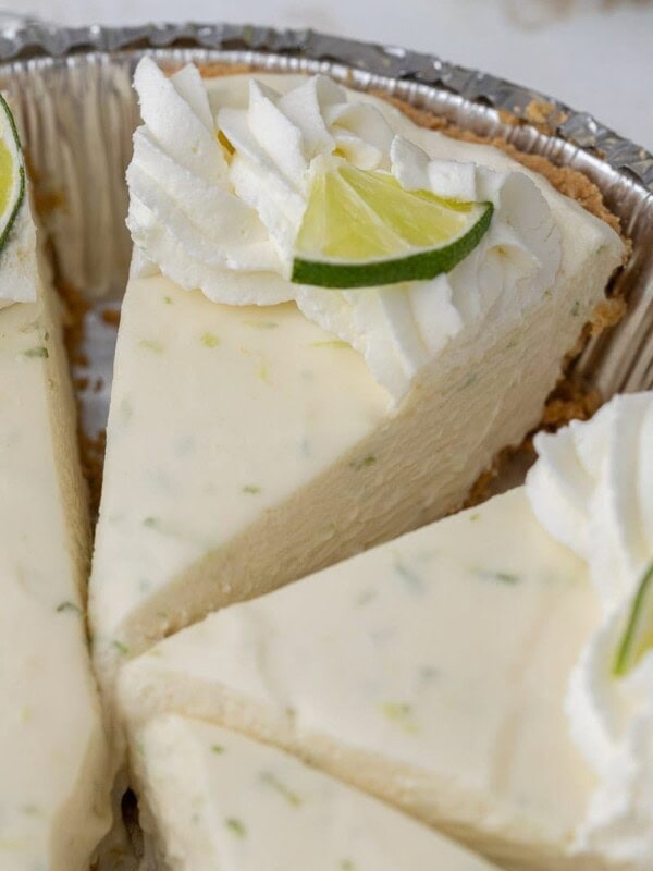 Close up of key lime pie slice