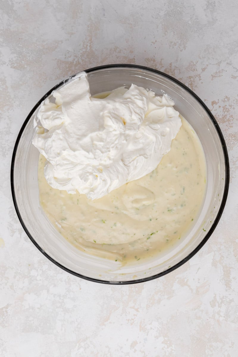 Pie filling with whipped cream on top