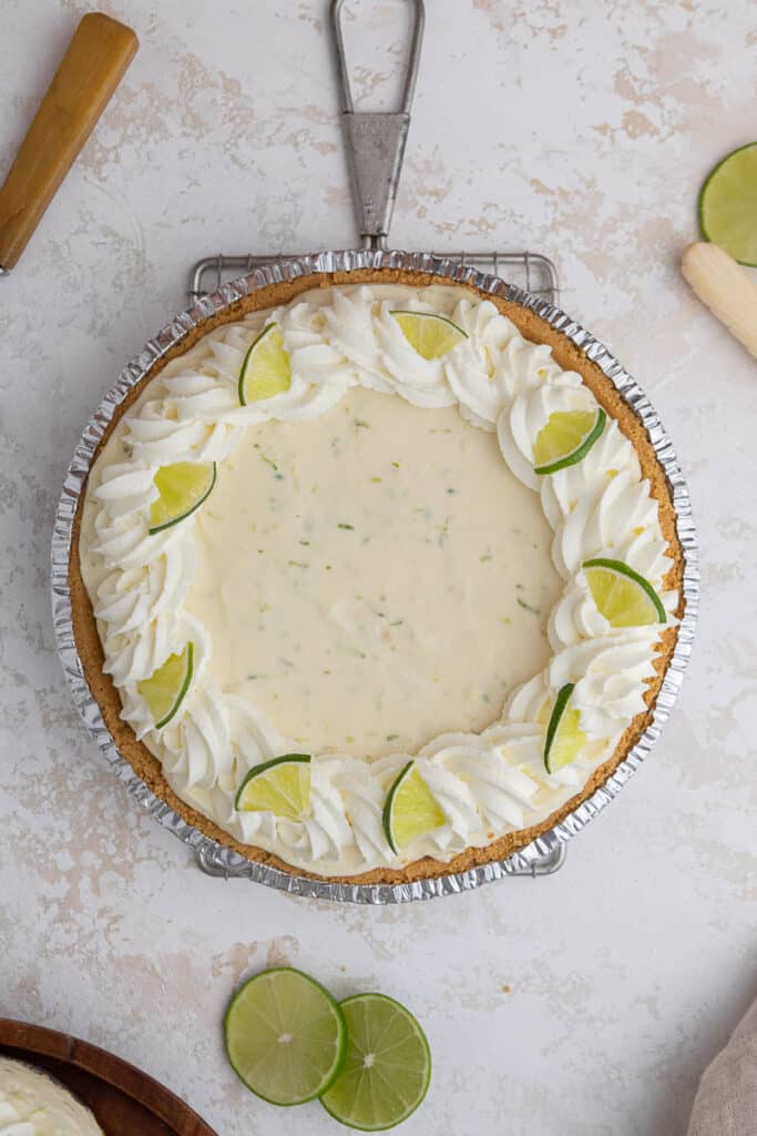 Overhead shot of key lime pie 