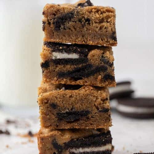 Oreo blondies stacked