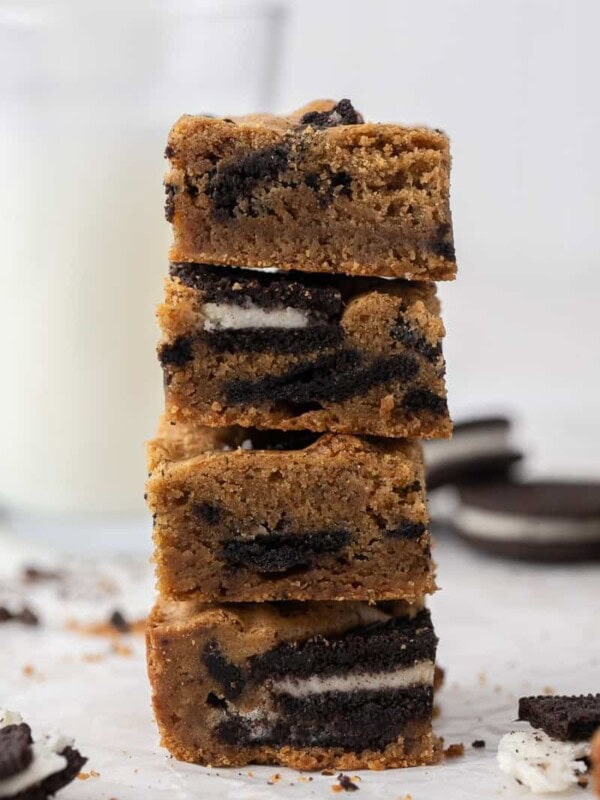 Oreo blondies stacked