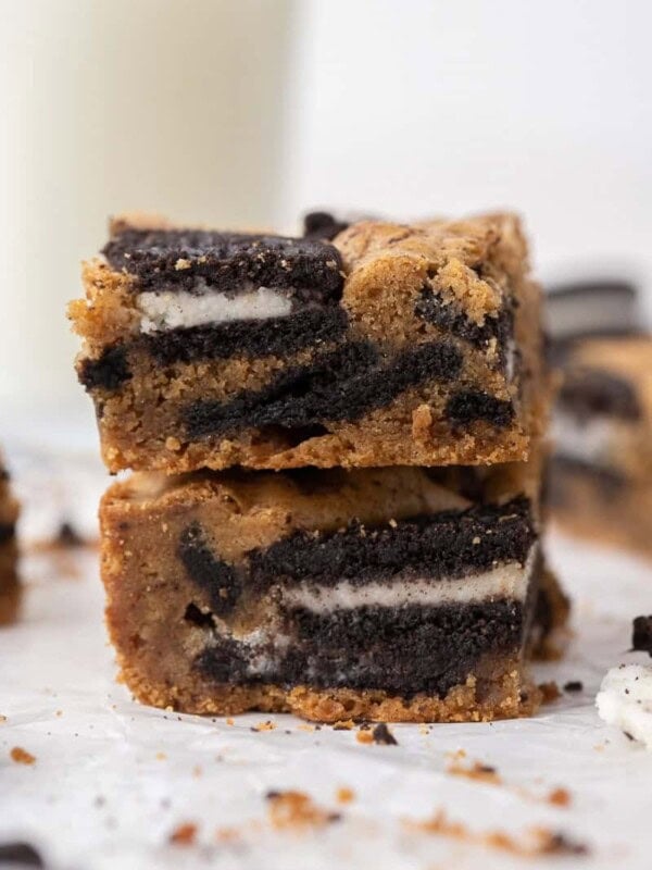 Oreo blondies stacked