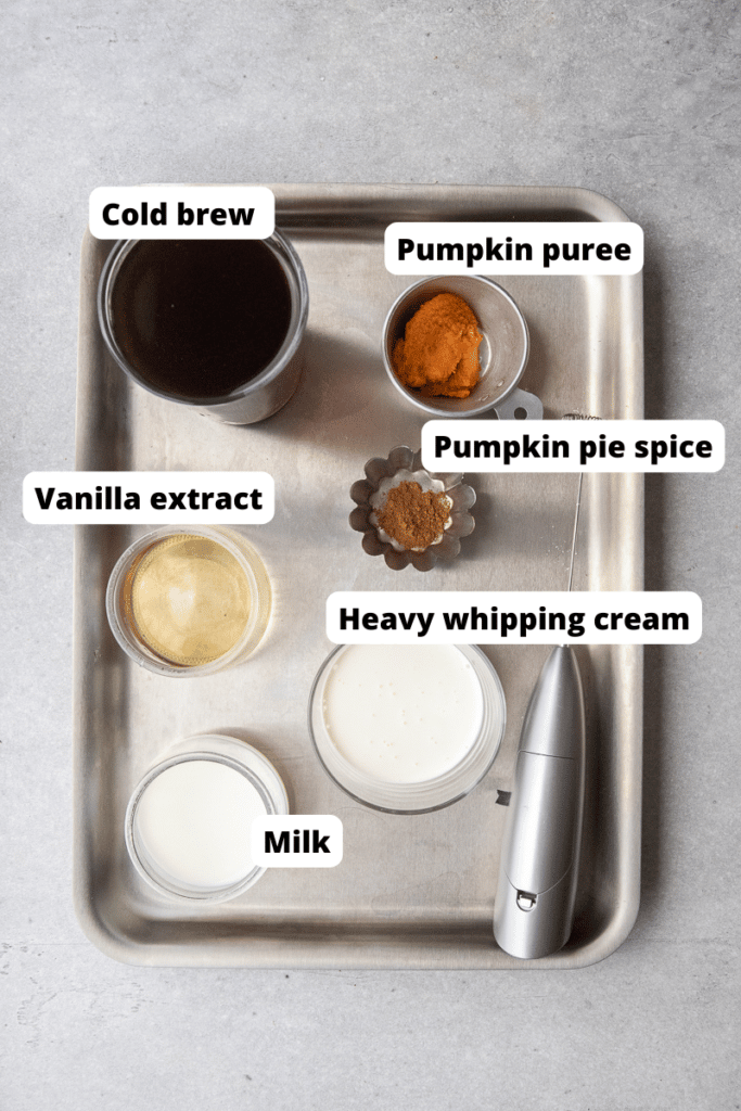 Ingredients for pumpkin cream cold foam cold brew 