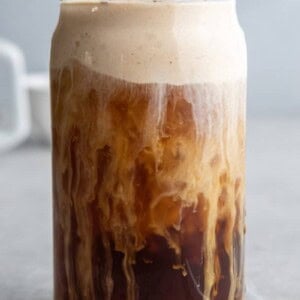 Pumpkin cream cold brew in a glass