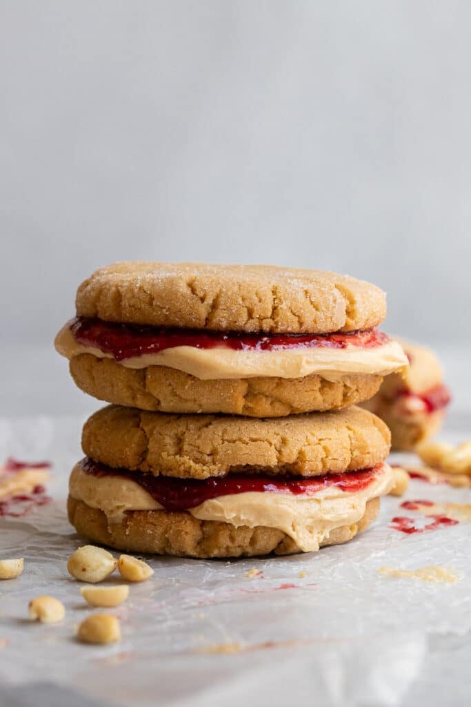 Peanut butter and jelly cookie sandwich