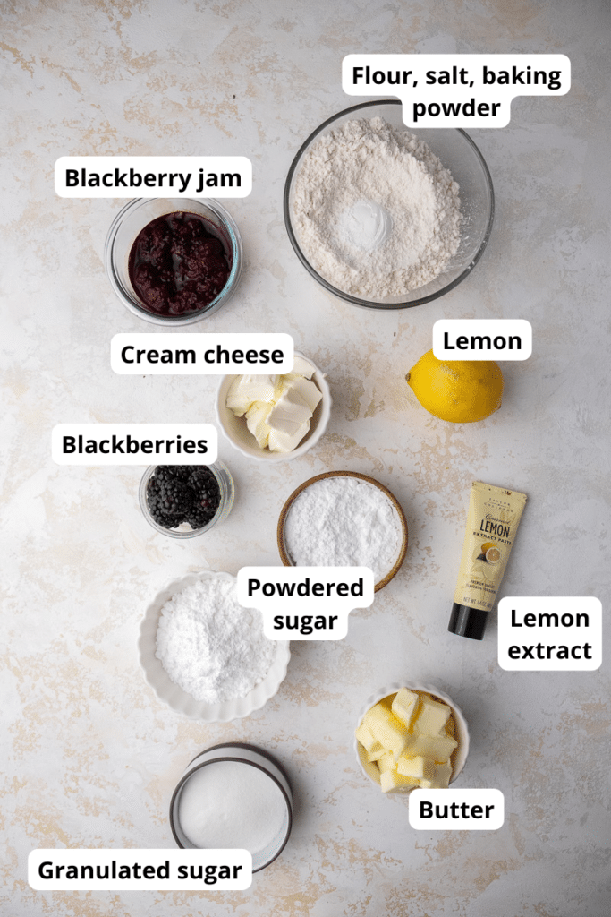 ingredients for Lemon blackberry cookies