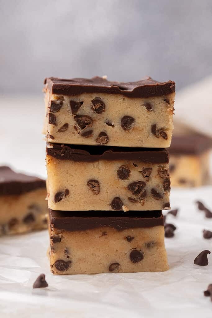 Stack of cookie dough bars