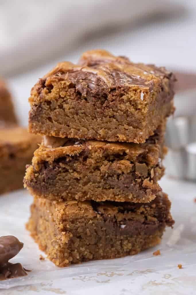 Stack of Nutella blondies