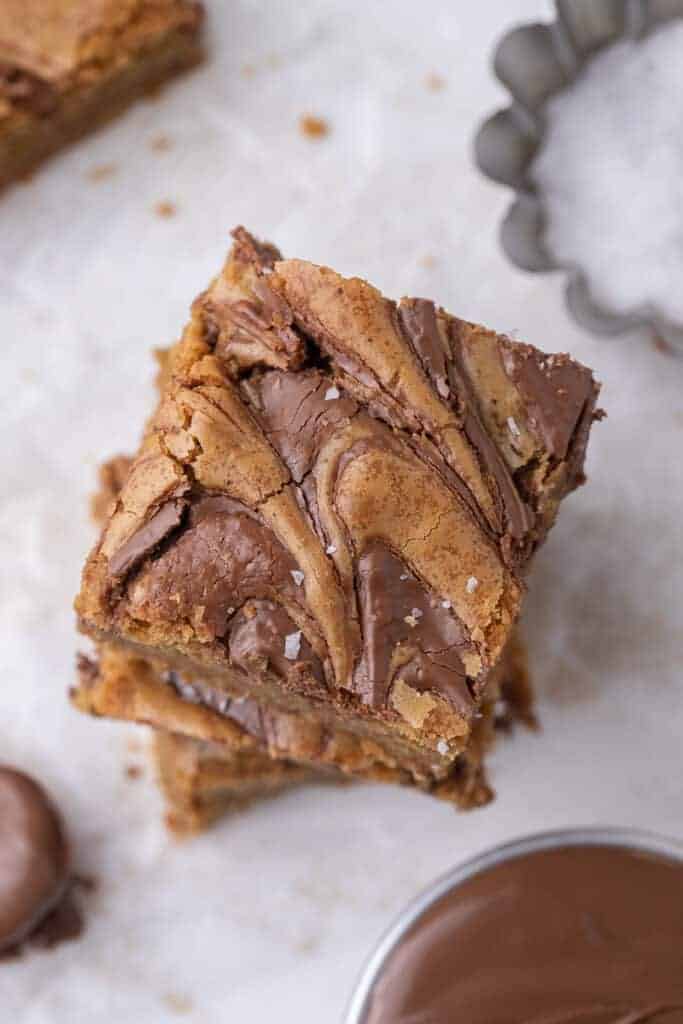 Blondies with Peanut Butter and Nutella Recipe - Easy & Delicious