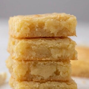Stack of white chocolate brownies