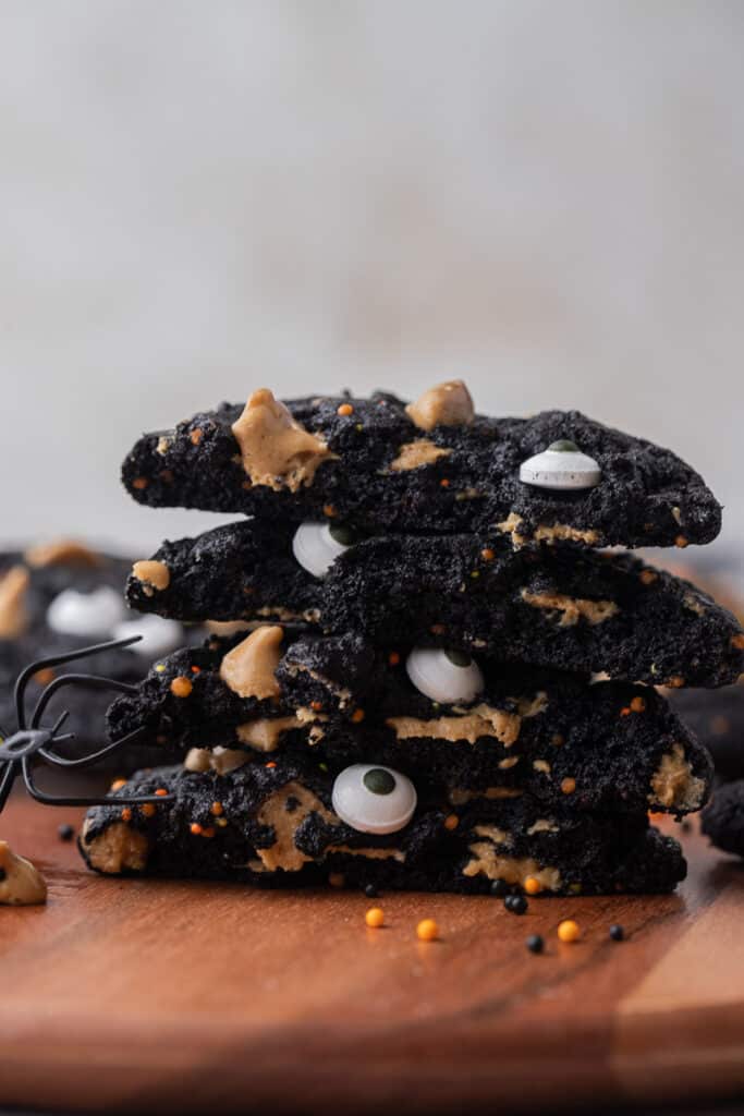 Stack of halloween monster cookies