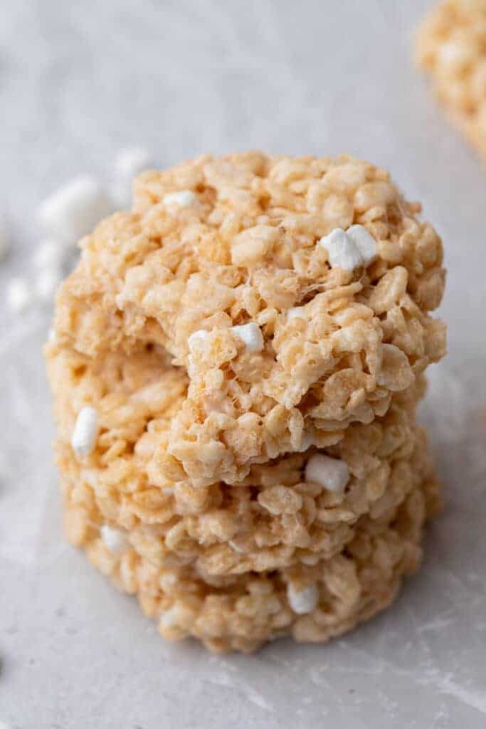 Crumbl Rice Krispie bars cookies stack