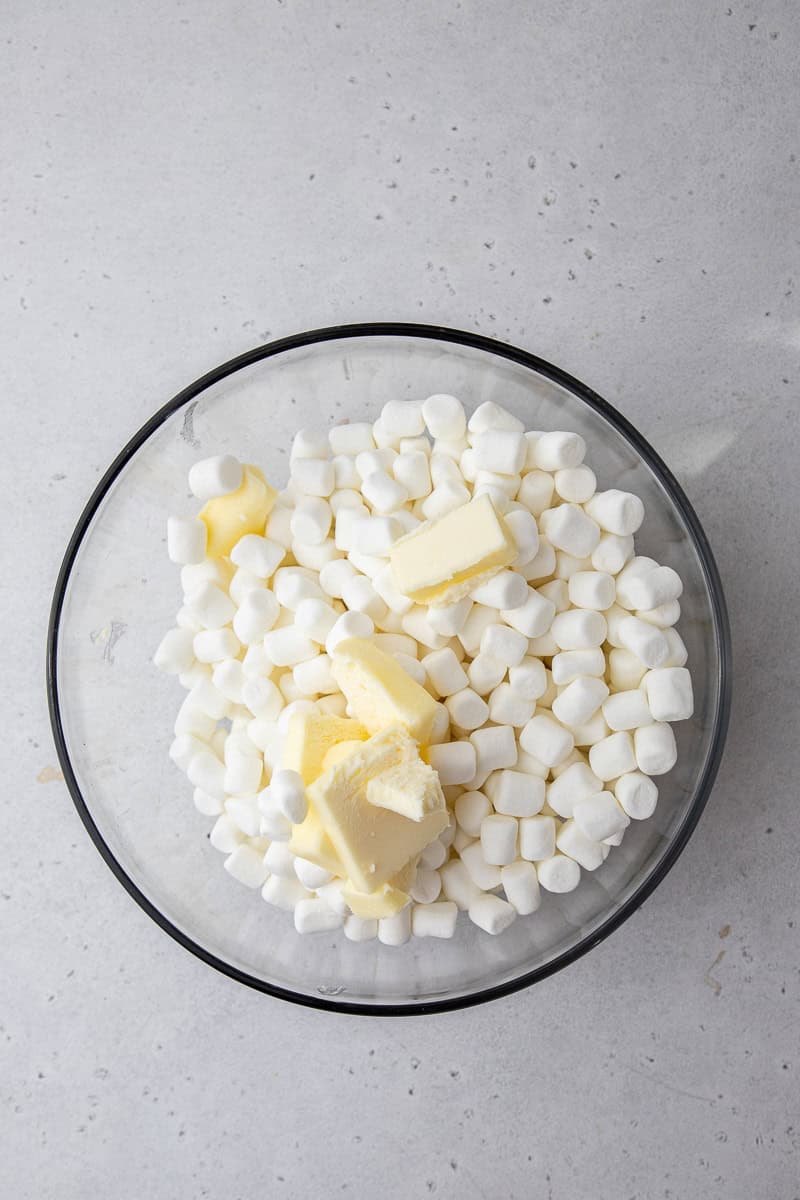 Marshmallows and butter in a bowl