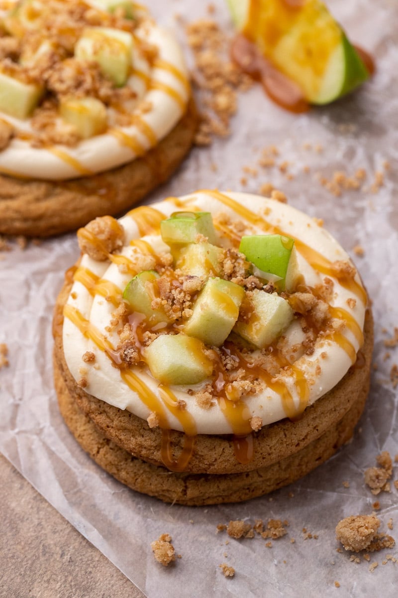 Stacked caramel apple cookies