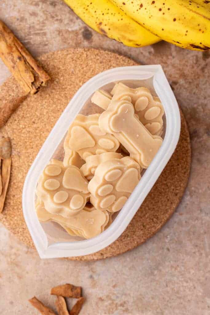 Image showcasing Frozen Peanut Butter Banana Dog Treat - Lifestyle of a Foodie