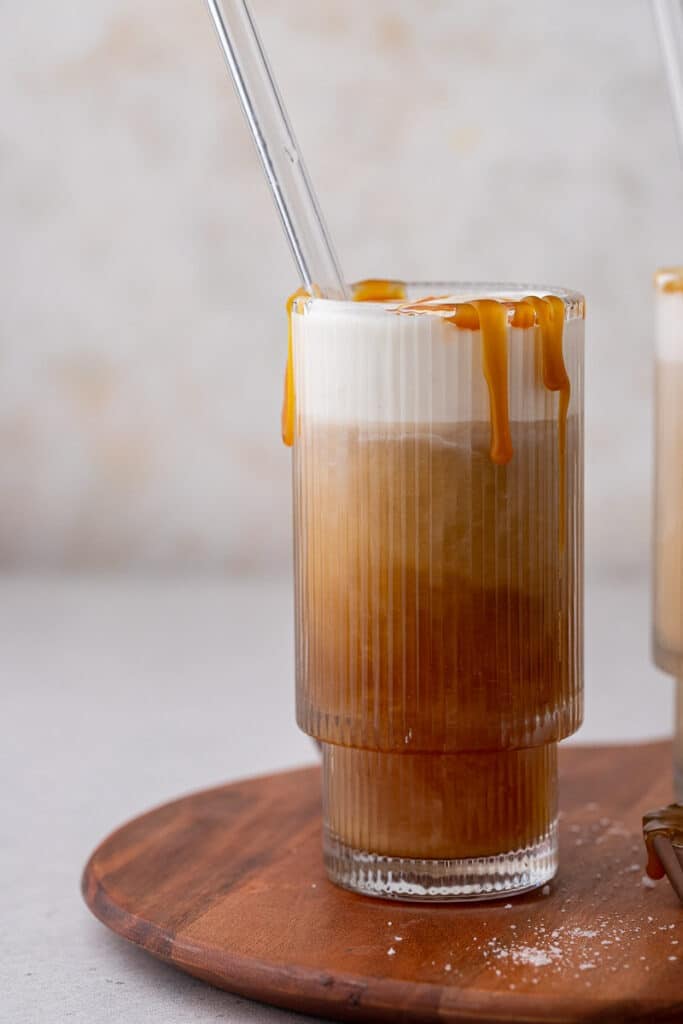 Vietnamese Iced Cold Brew Coffee with Whipped Cream and Caramel