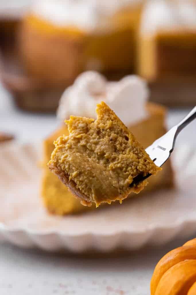 Bite of pumpkin cheesecake